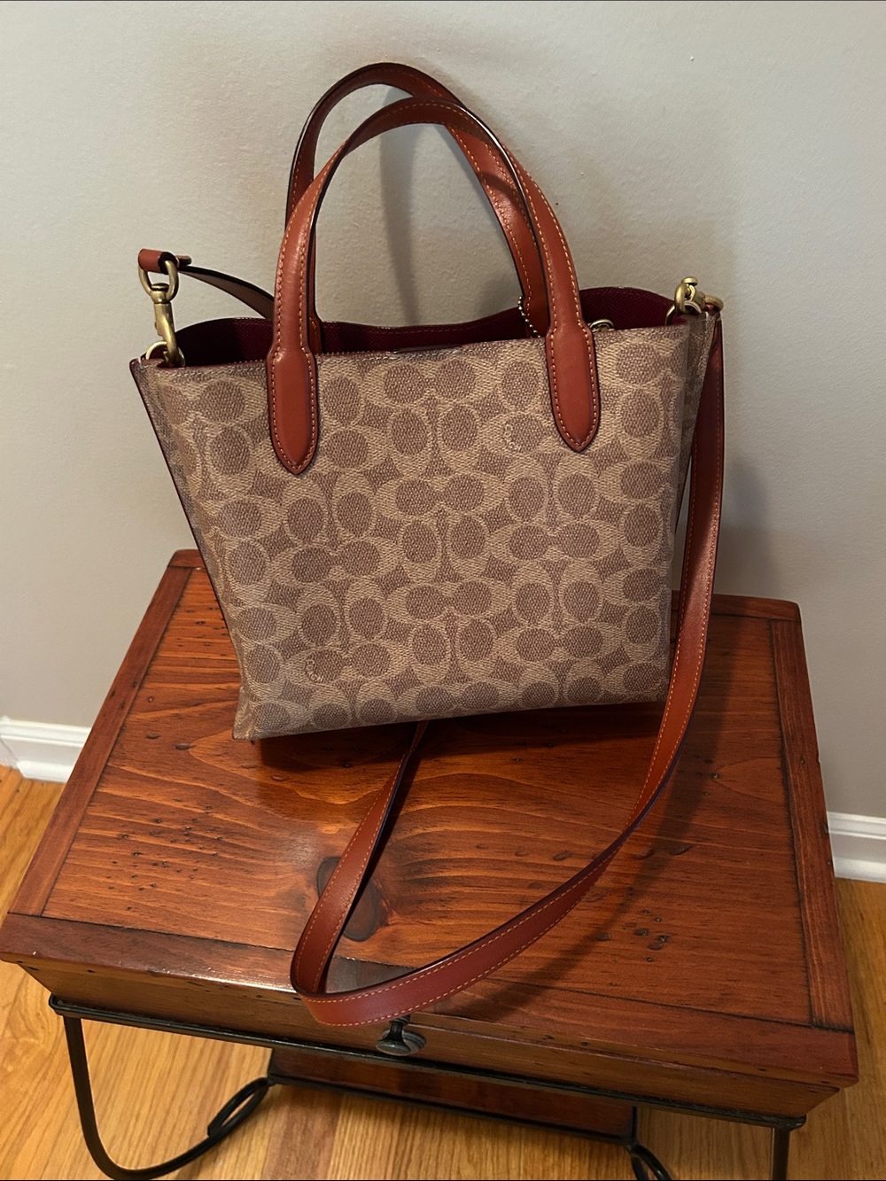 Coach Tan/Brown Signature Canvas Small Tote with Saddle Trim-NWOT - Picture 3 of 3